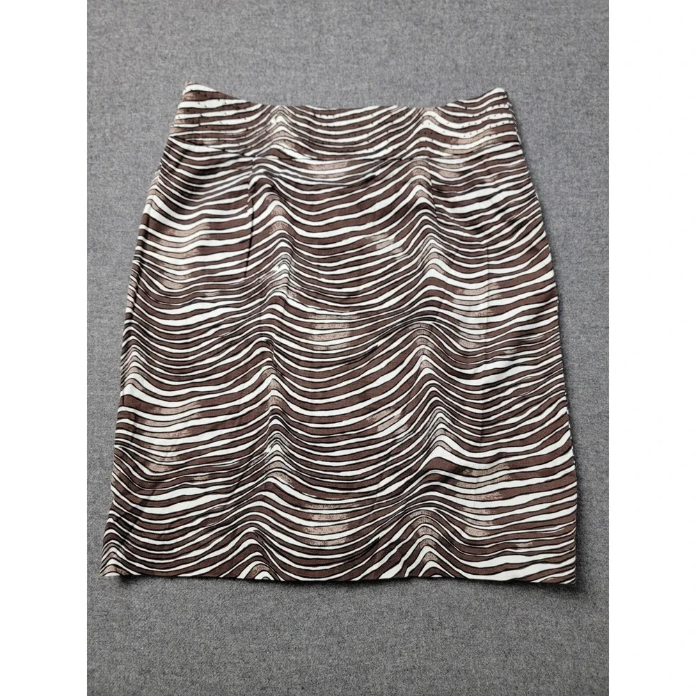 Tory Burch Women's Skirt Size‎ 4 Brown White Zebra Print Cotton Stretch Mini